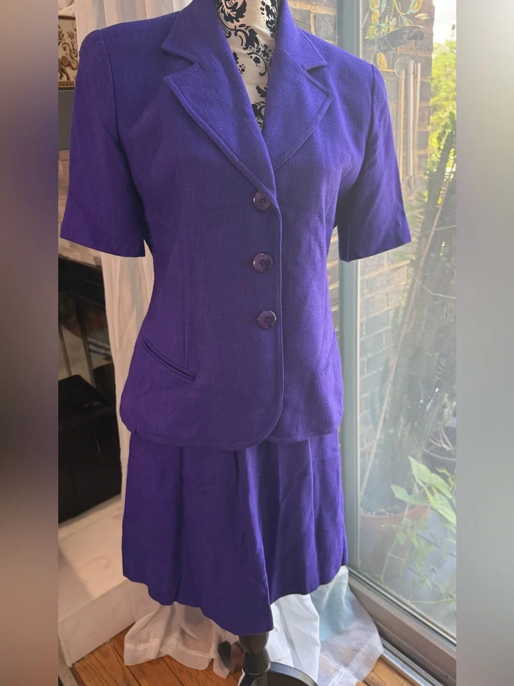VTG Christian Dior Purple 2-Piece Skirt Suit Set Size 8